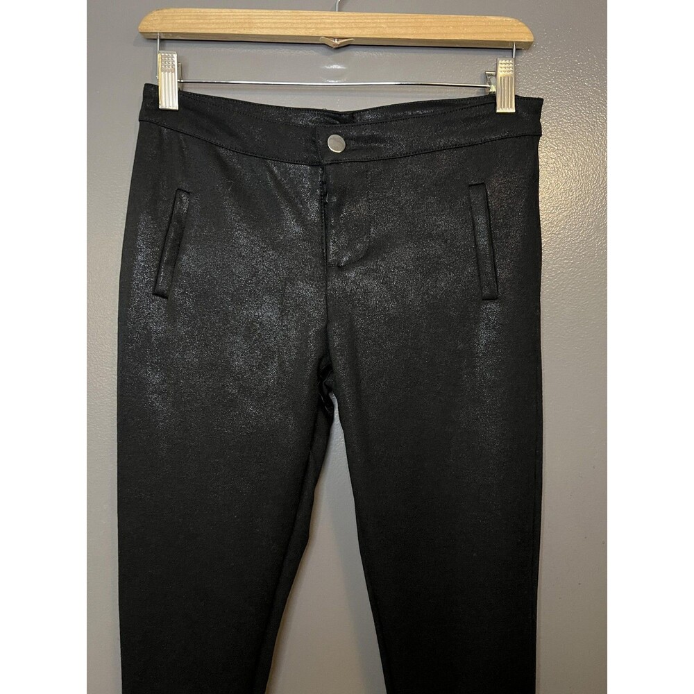 Chocolat Pants Womens Large Black Coated Ponte Skinny Faux Leather HP9429S